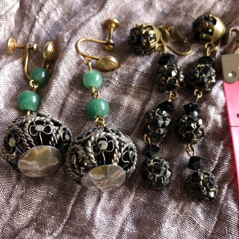 Vintage dangle clip-on earrings